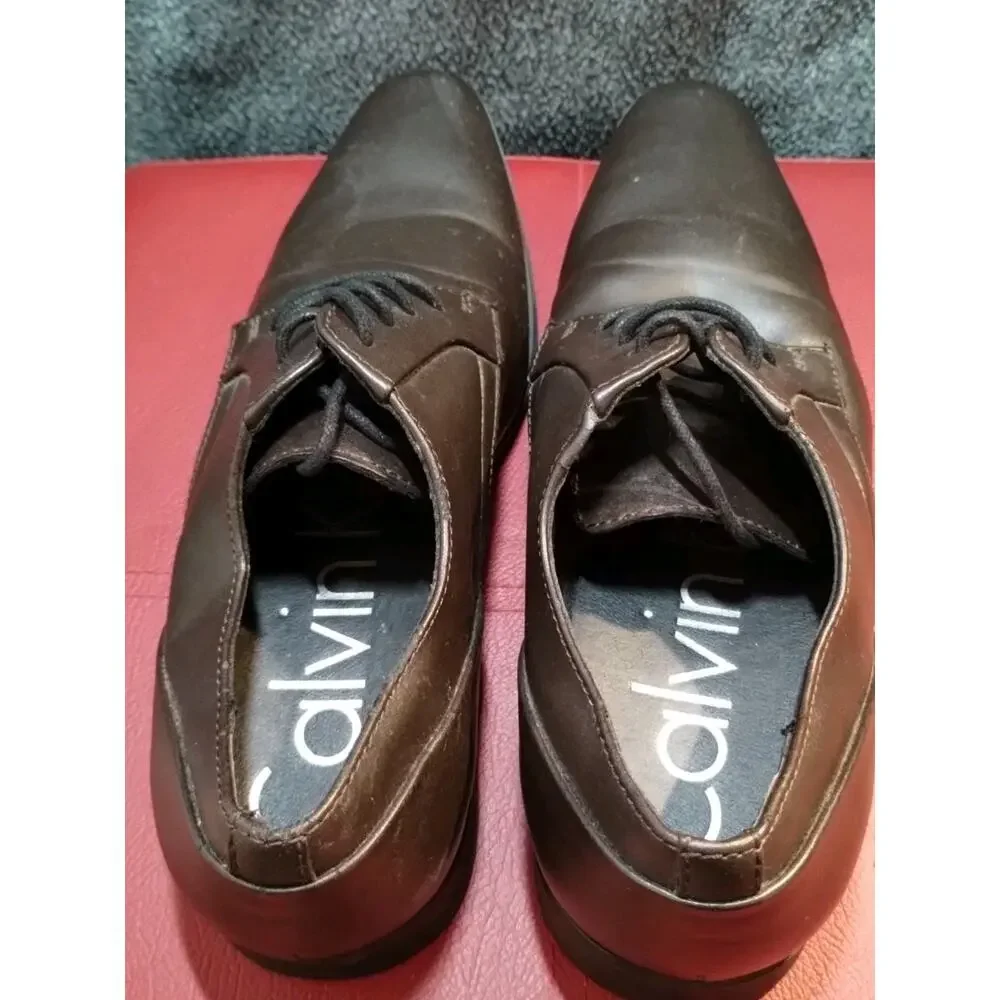 Calvin Klein Mens Benton Smooth Leather Oxford Dress Shoes Dark Brown Size 8 US
